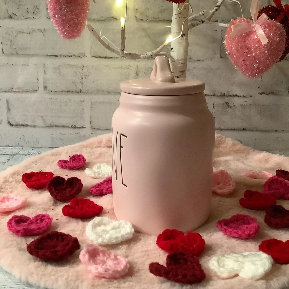 Rae Dunn Ceramic Pink Love Canister